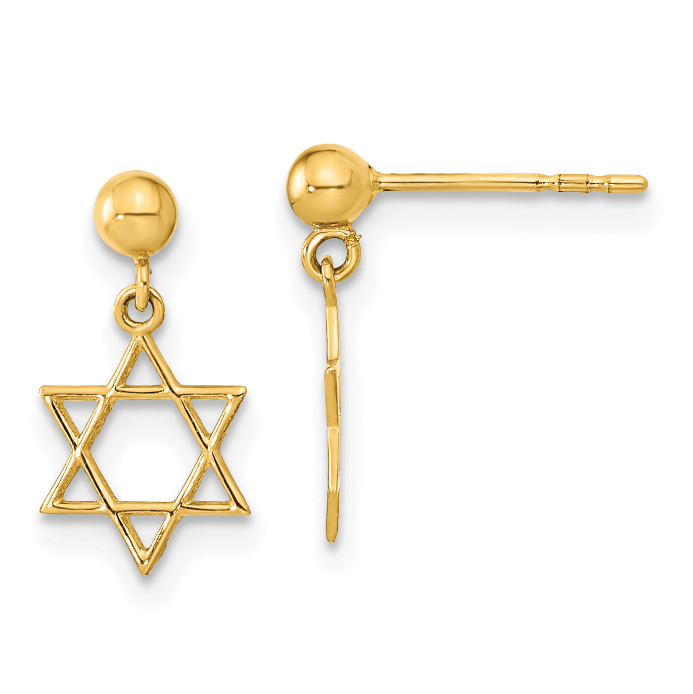 14K Polished Star of David Post Dangle Earrings Main image