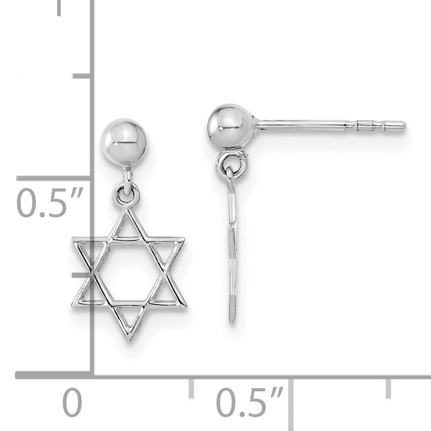 14KW Polished Star of David Post Dangle Earrings