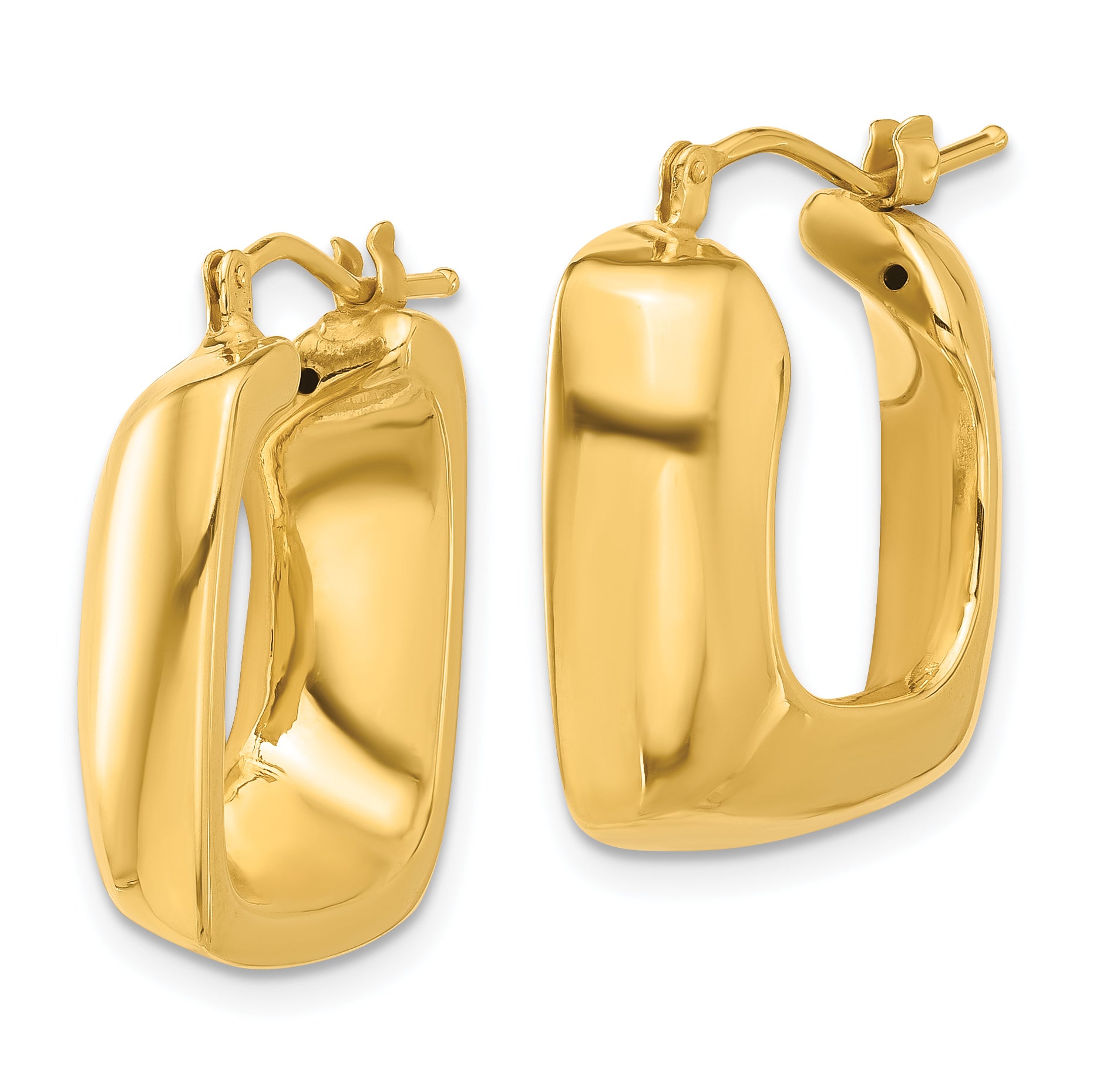 14K Polished Square Hoop Earrings Secondary image