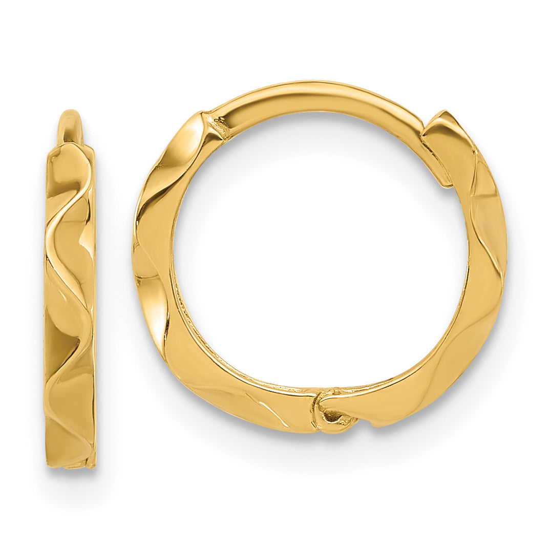 14K Polished Wavy Hinged Hoop Earrings Main image