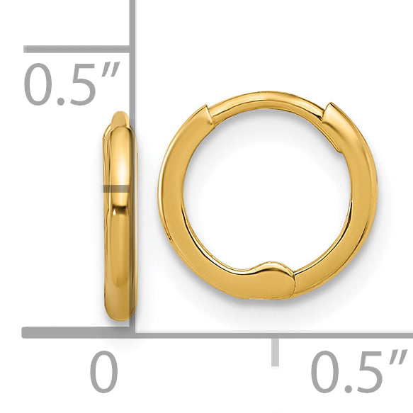 14k Polished 1.45x10mm Hinged Huggie Hoop Earrings