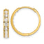 14k Polished CZ 4x20mm Huggie Hoop Earrings