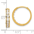 14k Polished CZ 4x18mm Huggie Hoop Earrings