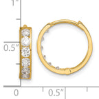 14k Polished CZ 4x16mm Huggie Hoop Earrings
