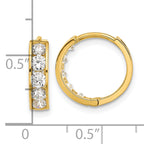14k Polished CZ 4x14mm Huggie Hoop Earrings