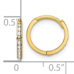 14k Polished CZ and D/C 1.5mm Huggie Hoop Earrings