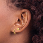 14K Polished 5mm Ball and Hinged Hoop Earring Set