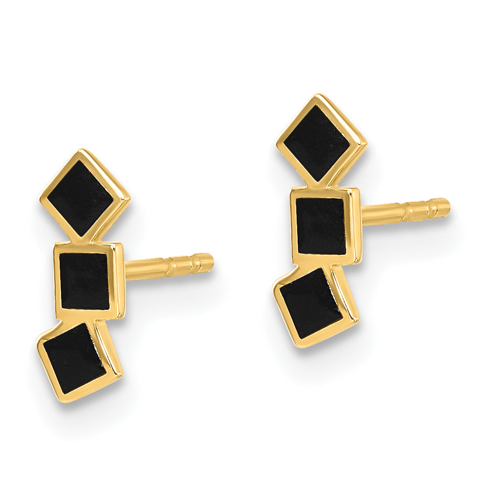 14K Black Epoxy Squares Post Earrings Secondary image