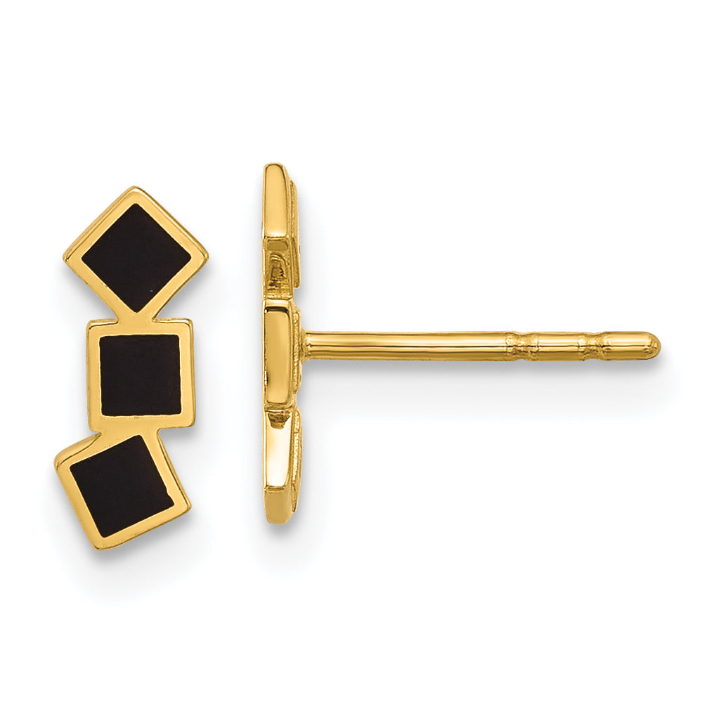 14K Black Epoxy Squares Post Earrings Main image