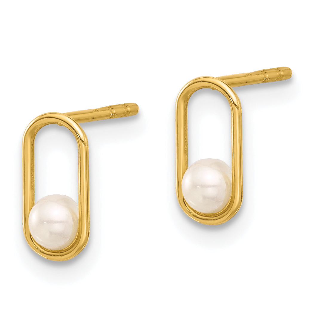 14K Freshwater Cultured Pearl Post Earrings Secondary image