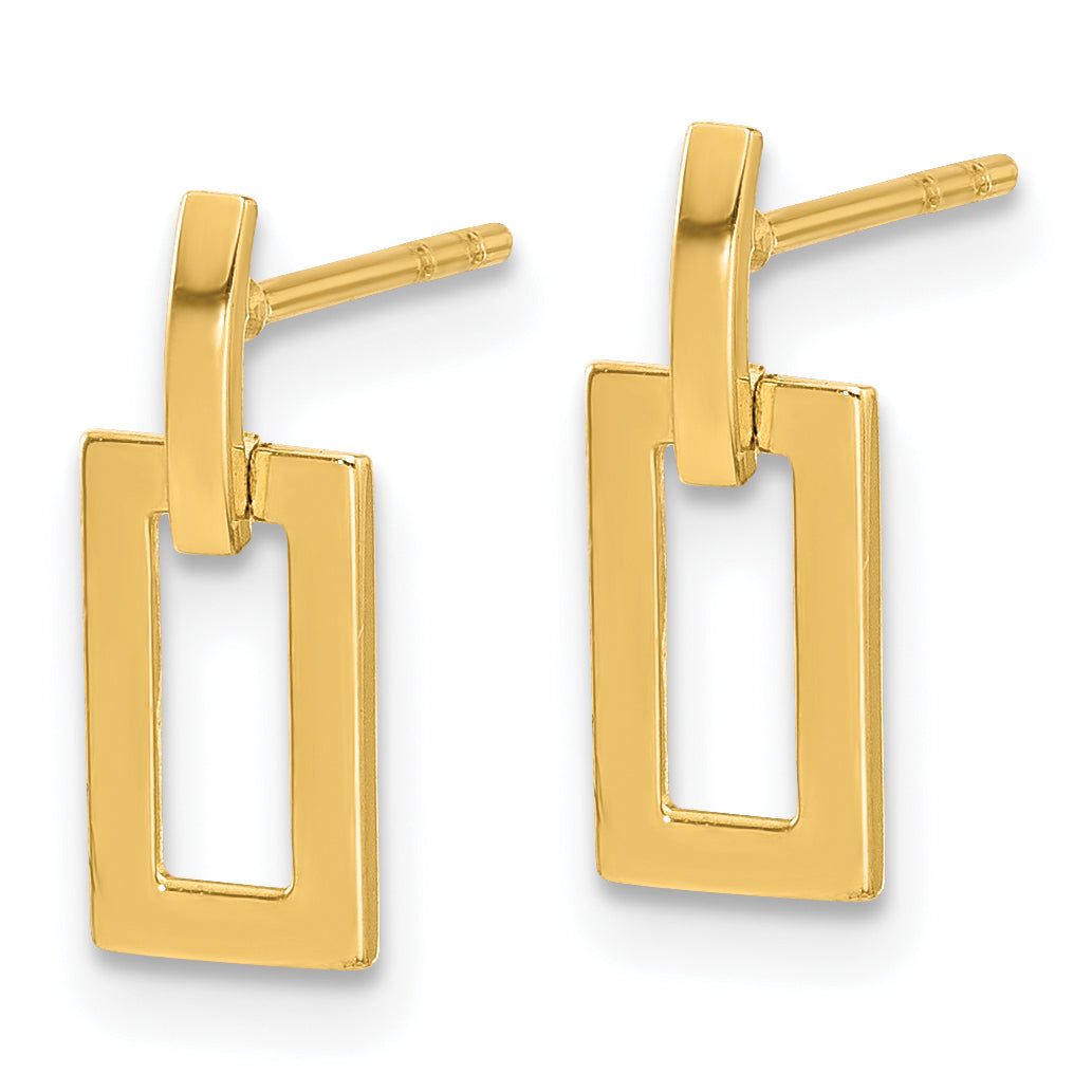 14K Polished Rectangle Post Dangle Earrings Secondary image