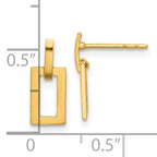 14K Polished Rectangle Post Dangle Earrings