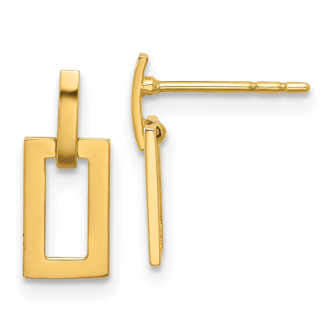 14K Polished Rectangle Post Dangle Earrings Main image