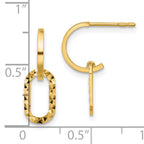 14K Polished and D/C J-Hoop Dangle Post Earrings
