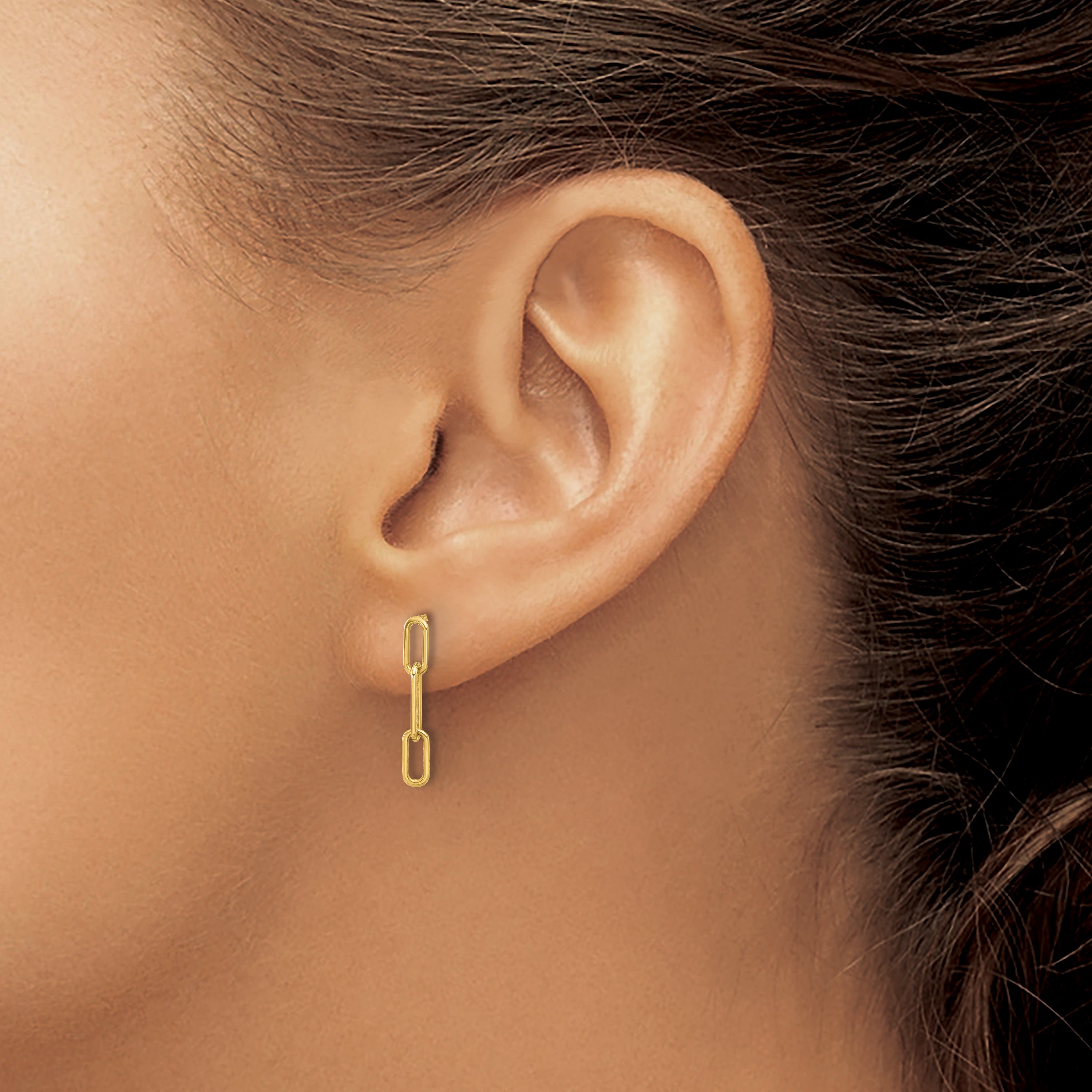 14K Polished Open Link Post Dangle Earrings