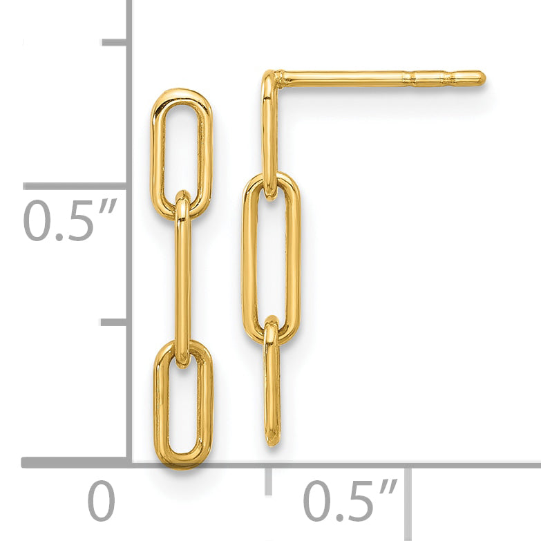14K Polished Open Link Post Dangle Earrings