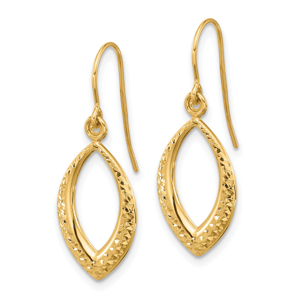 14K Diamond Cut Dangle Earrings