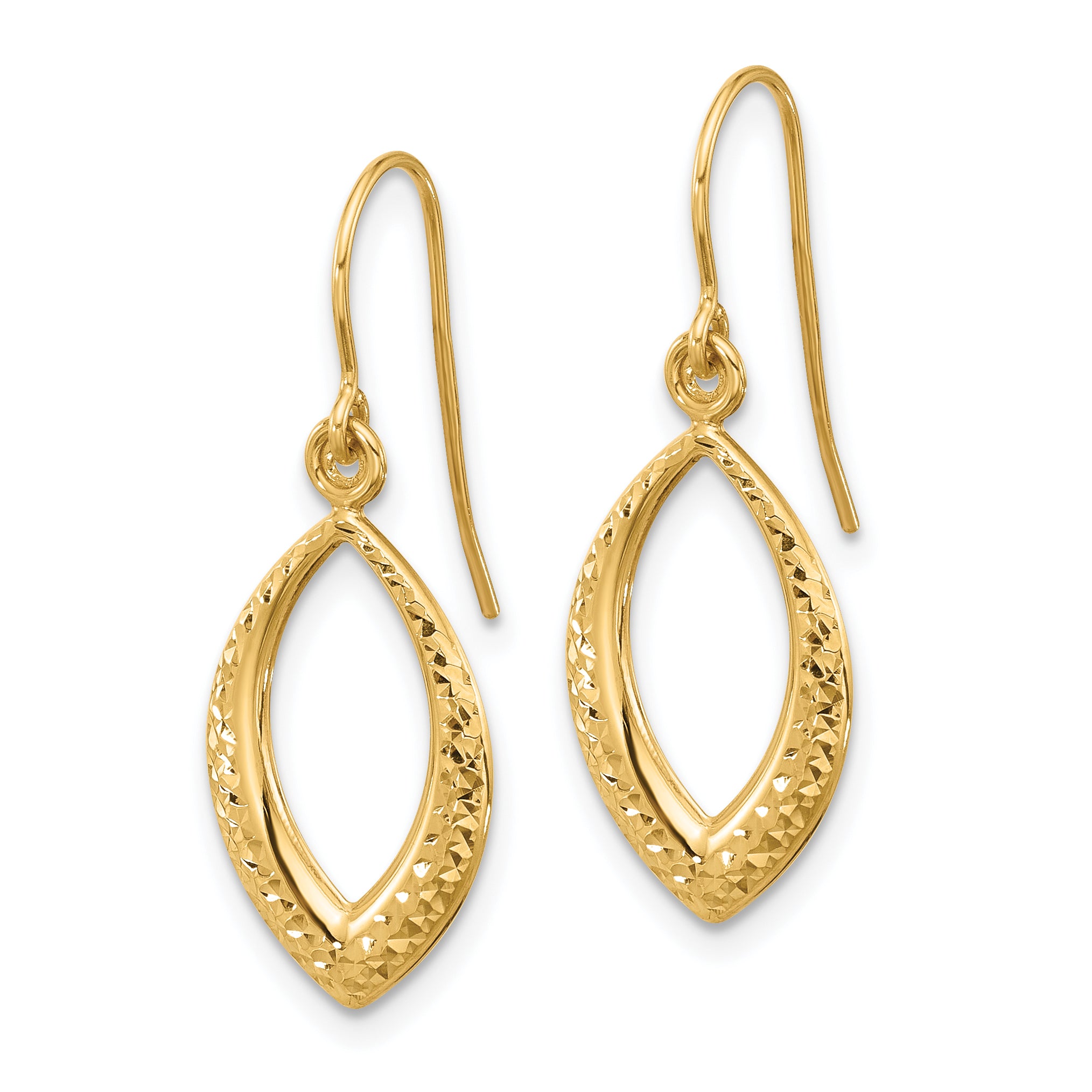 14K Diamond Cut Dangle Earrings