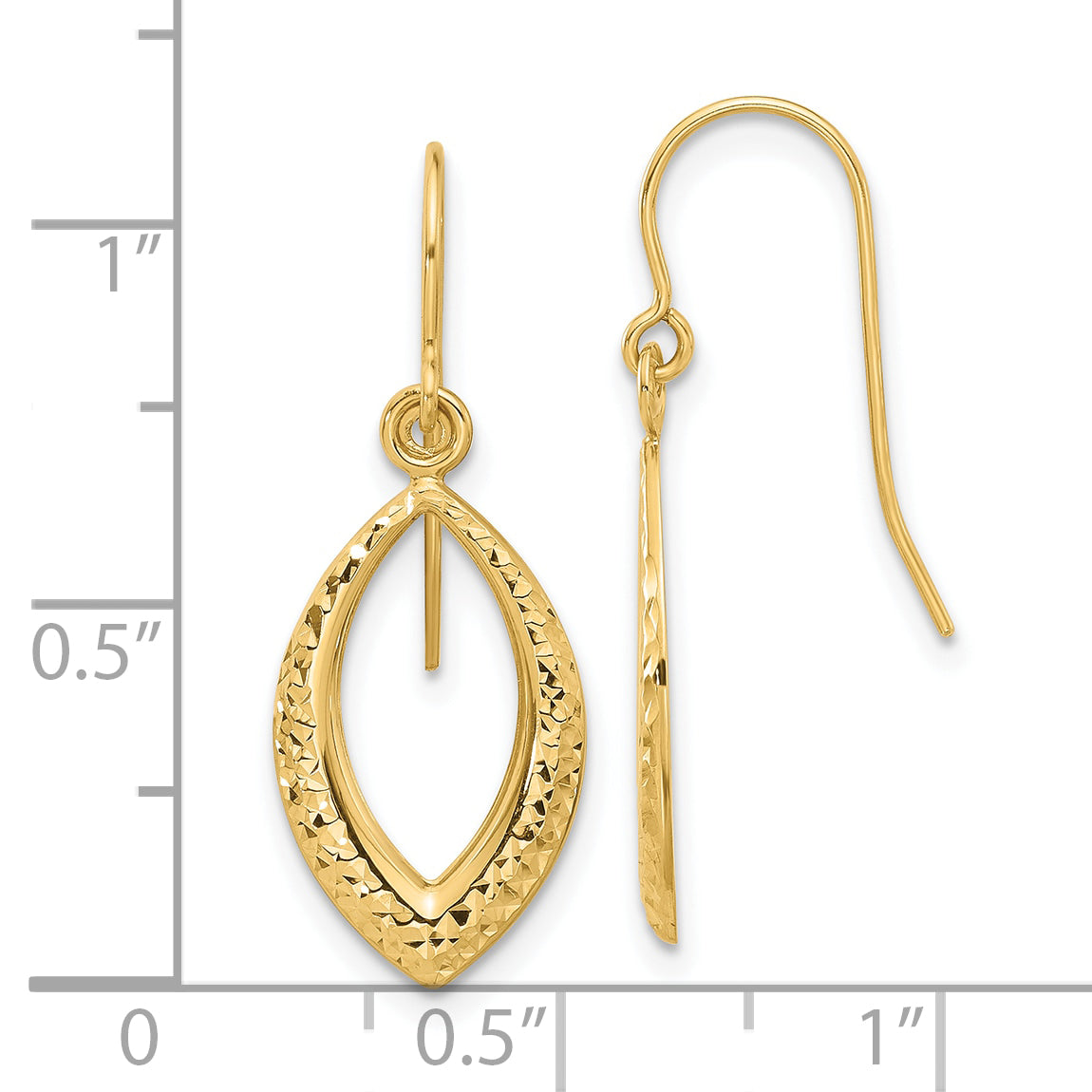 14K Diamond Cut Dangle Earrings