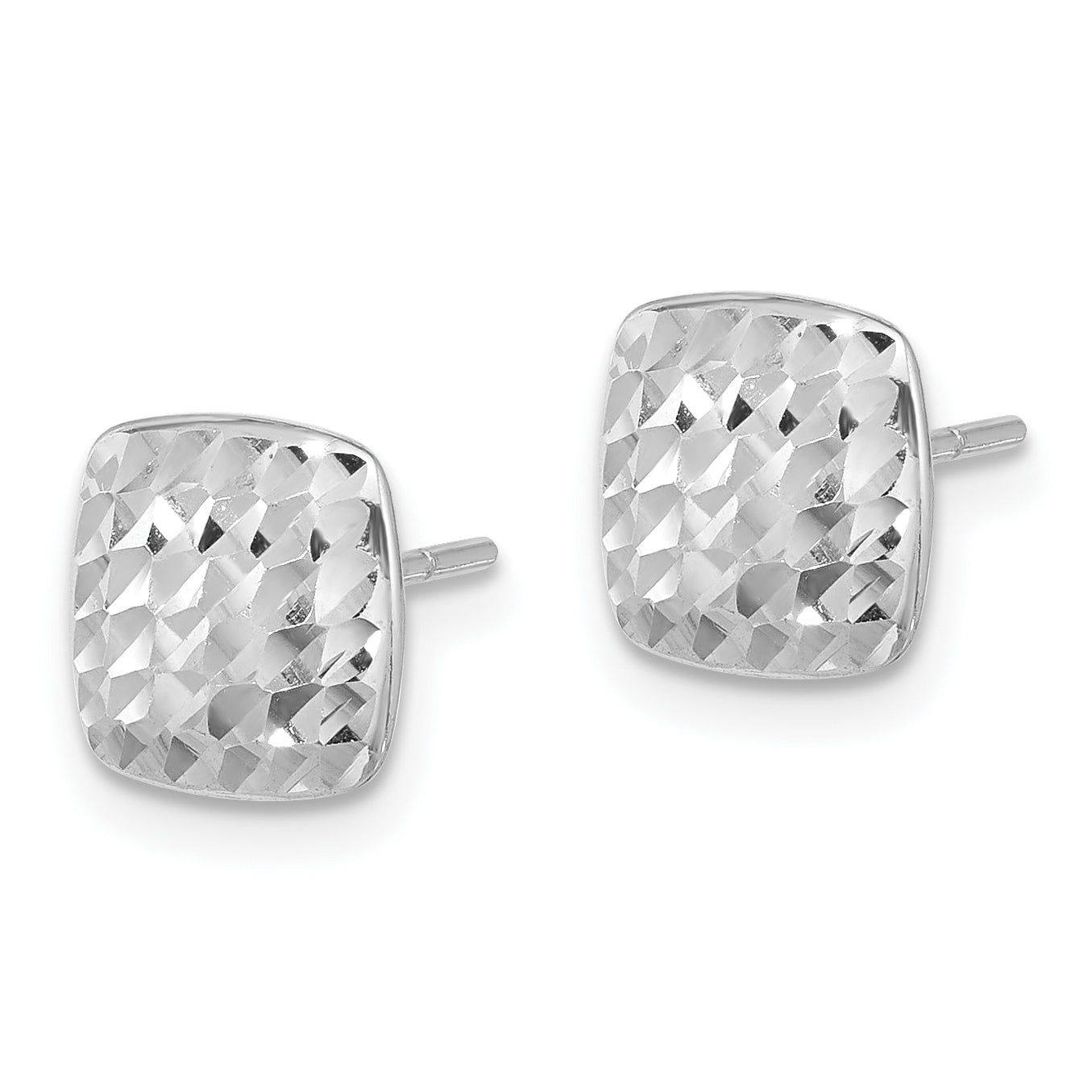 14K White Gold Diamond Cut Square Post Earrings Secondary image