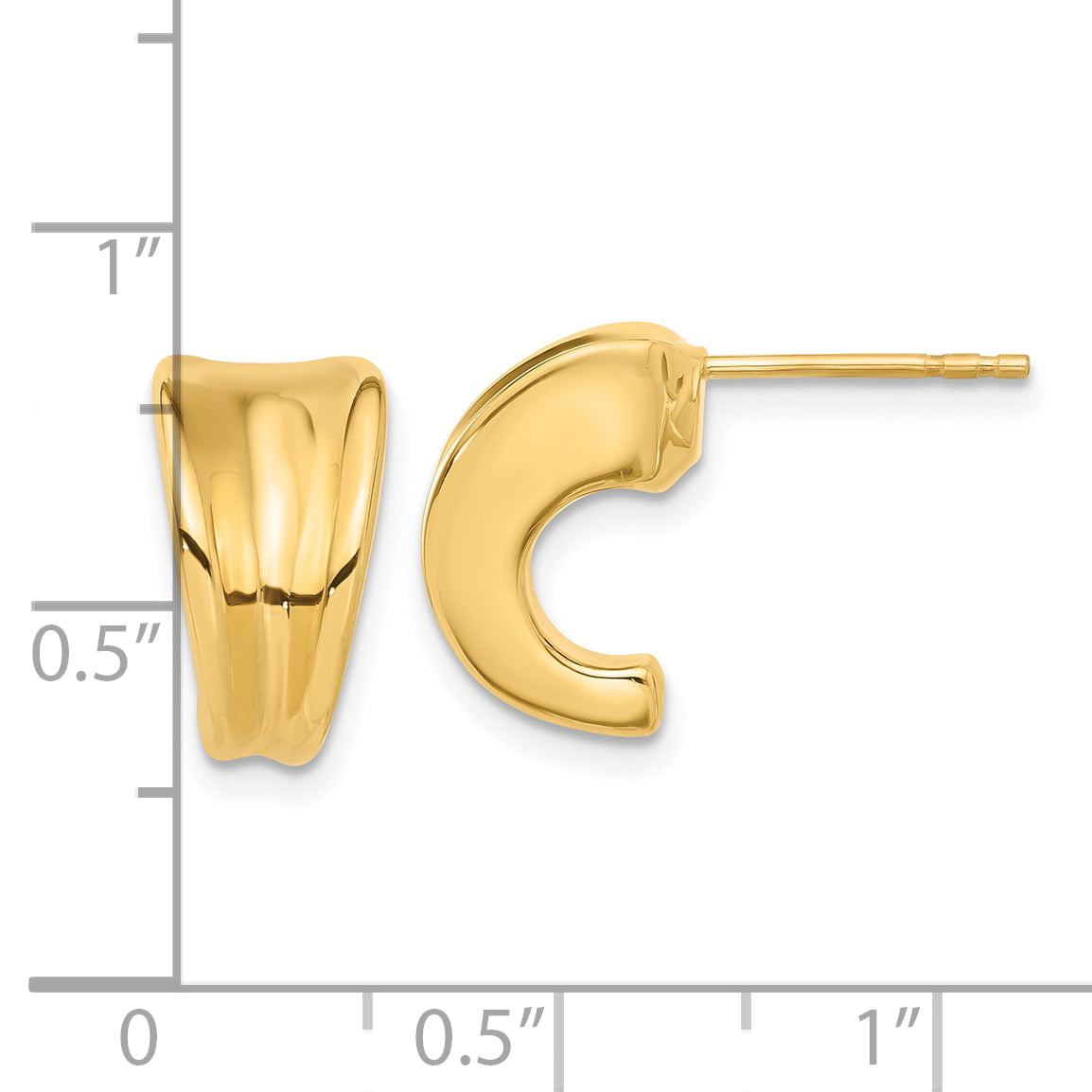 14K Polished J-Hoop Post Earrings