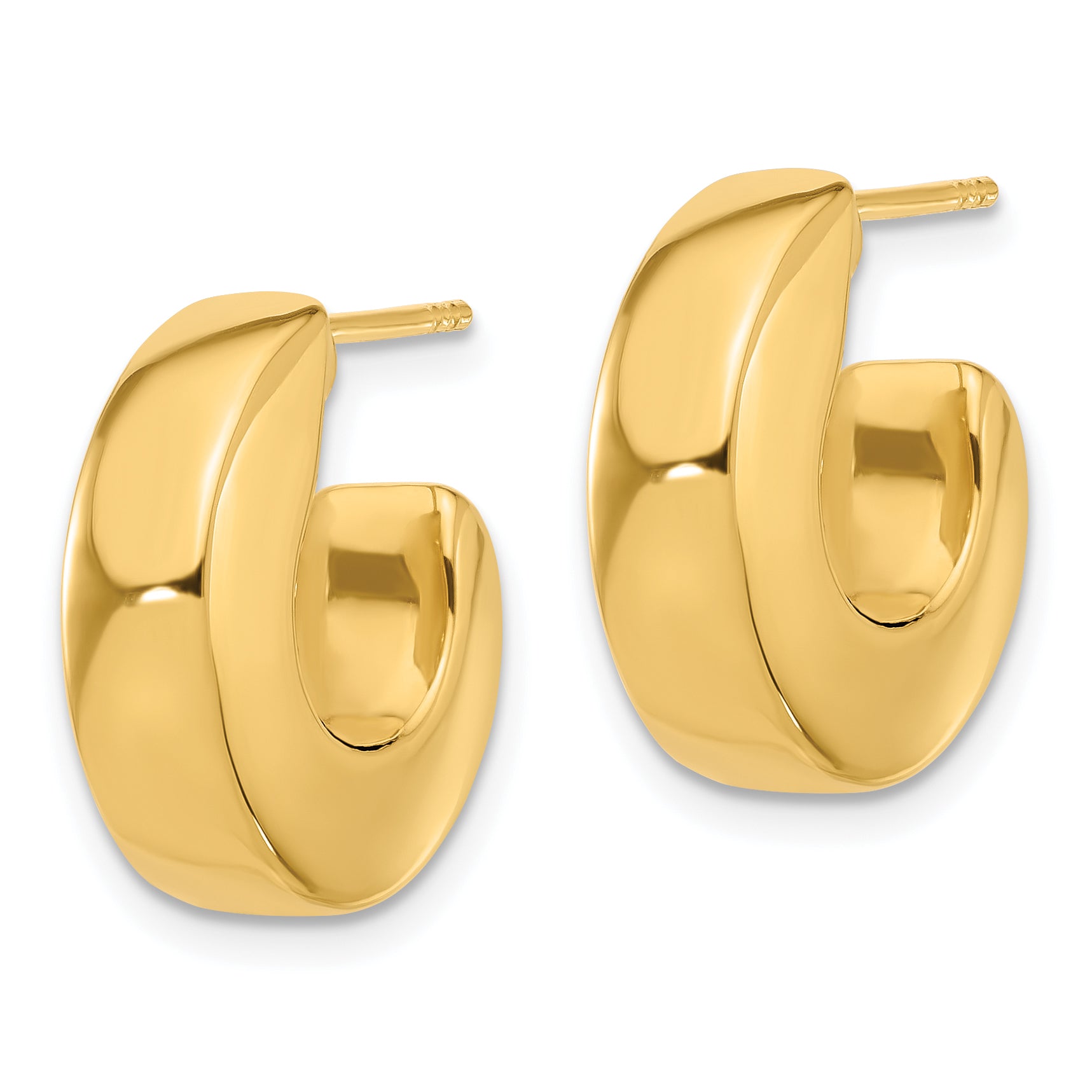 14K Polished J-Hoop Post Earrings Secondary image