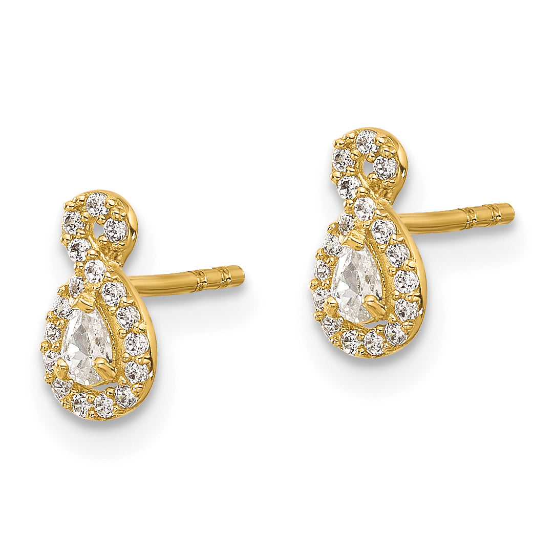 14K Polished CZ Infinity Post Earrings Secondary image