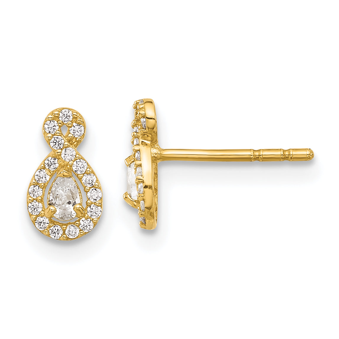 14K Polished CZ Infinity Post Earrings Main image