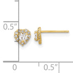 14K CZ Heart Post Earrings