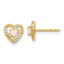 14K CZ and Created Opal Heart Post Earrings