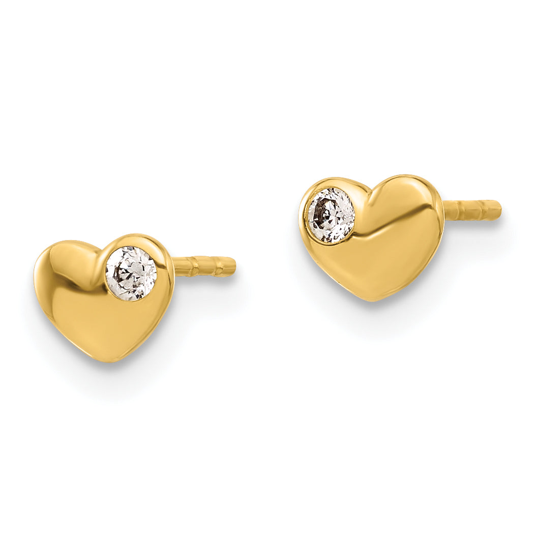 14K CZ Heart Post Earrings Secondary image