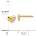 14K CZ Heart Post Earrings