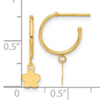 14K Polished Hoop with Flower Earrings