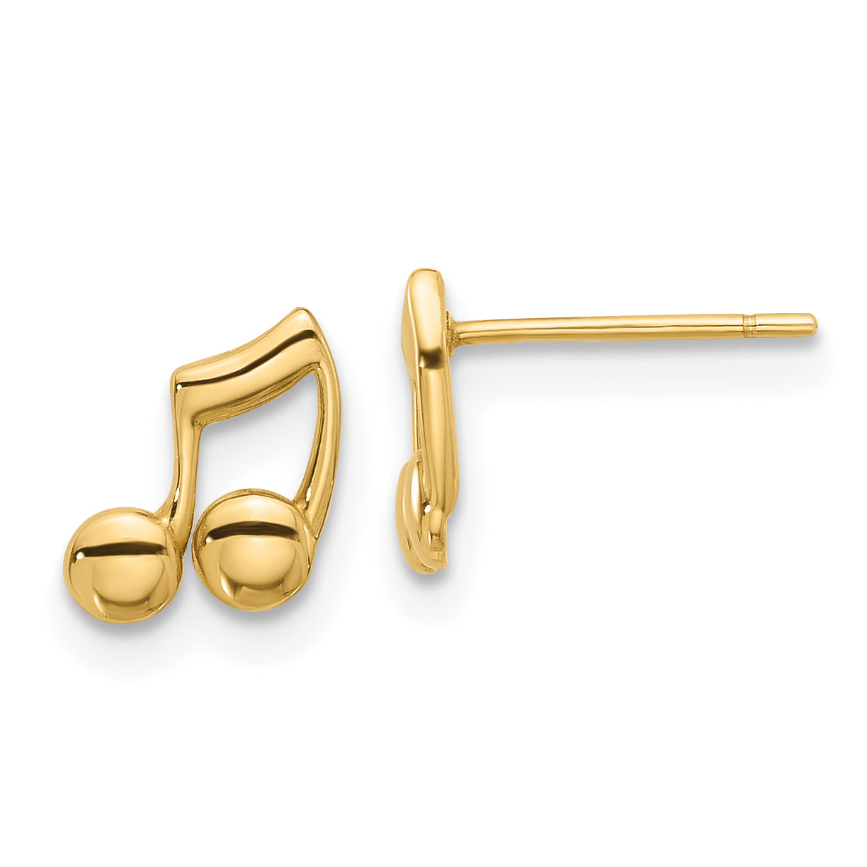 14K Polished Music Notes Post Earrings Main image