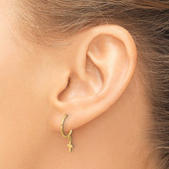 14K Polished Hoop with Cross Post Earrings