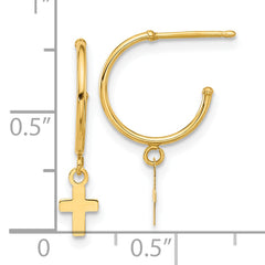 14K Polished Hoop with Cross Post Earrings