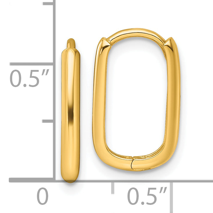 14k Polished Rectangle 2.00mm Hinged Hoop Earrings