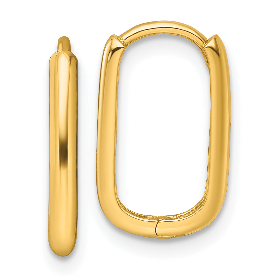 14k Polished Rectangle 2.00mm Hinged Hoop Earrings