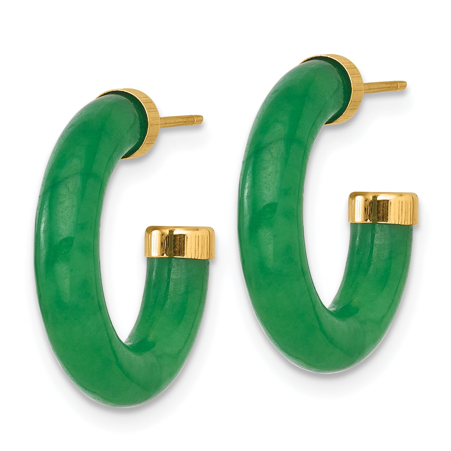 14K Polished 3.8mm Jade Post C-Hoop Earrings Secondary image
