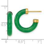 14K Polished 3.8mm Jade Post C-Hoop Earrings