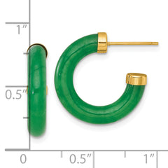 14K Polished 3.8mm Jade Post C-Hoop Earrings