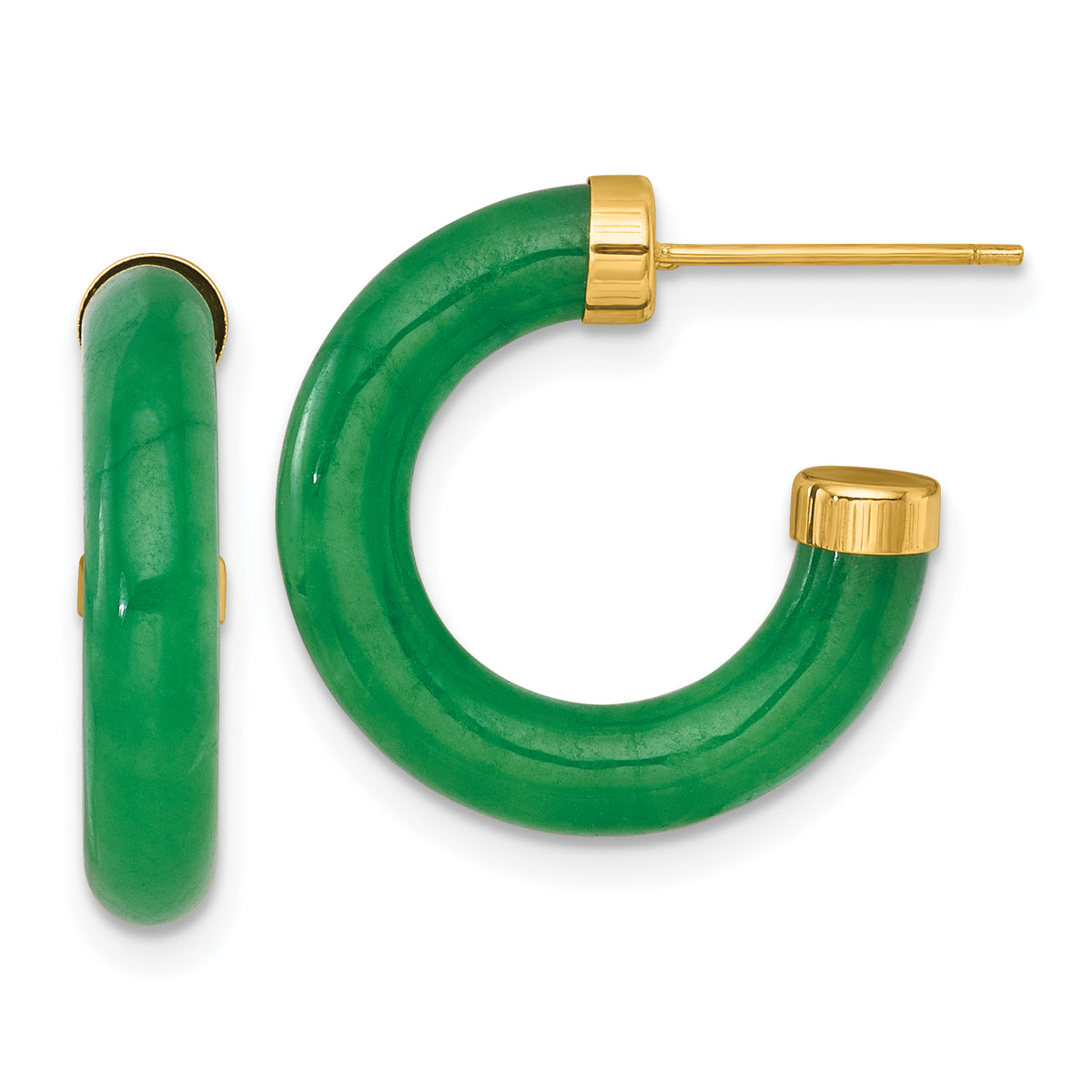 14K Polished 3.8mm Jade Post C-Hoop Earrings