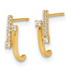 14k Polished Fancy CZ J-Hoop Post Earrings