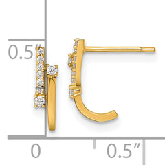 14k Polished Fancy CZ J-Hoop Post Earrings