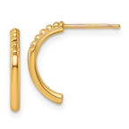 14k Polished and Beaded J-Hoop Post Earrings