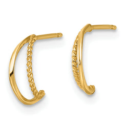 14k Polished and Twisted Double C-Hoop Post Earrings