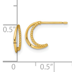 14k Polished and Twisted Double C-Hoop Post Earrings