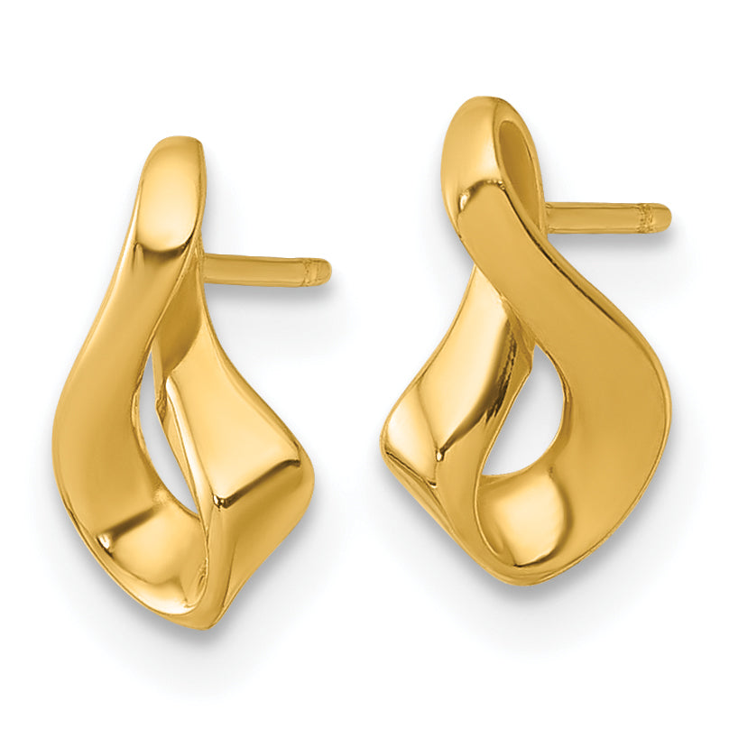 14k Polished Fancy Twisted Post Earrings Secondary image
