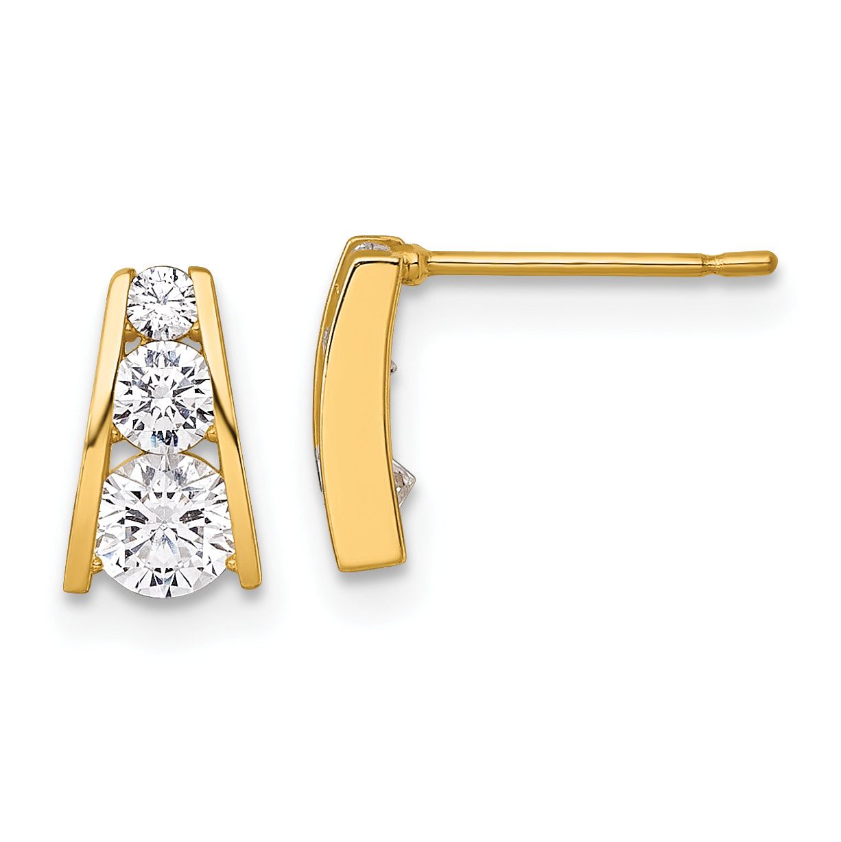 14k Polished Graduated CZ Post Earrings Main image