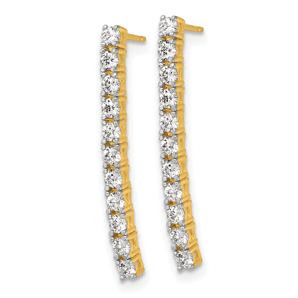 14k Polished CZ Dangle Post Earrings